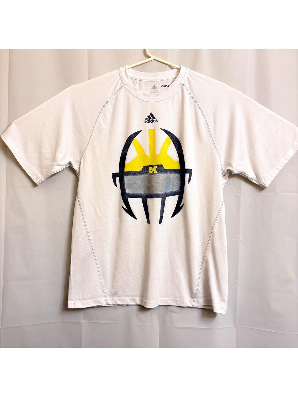 Adidas Men's University of Michigan Wolverines T-Shirt Small White Helmet